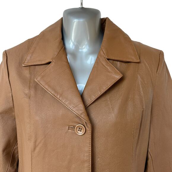 Vintage Dialogue Blazer Brown Leather Jacket Coat Women's Size XS Extra Small - Picture 3 of 10